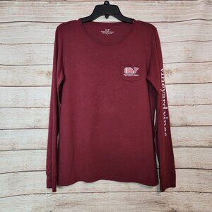 Men's Vineyard Vines Purple Heather Football Whale Pocket T-Shirt Size Small